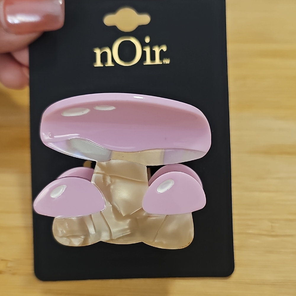 nOir Pink and Cream Mushroom Hair Claw Clip